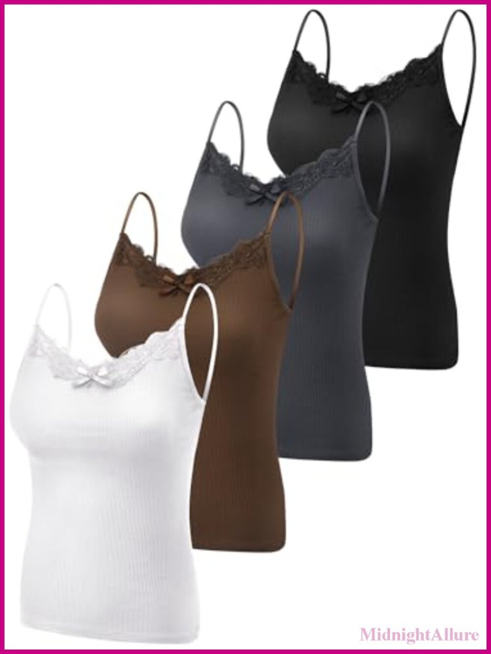 Women's Lace Cami Tank Top Spaghetti Strap Slim Fit Cotton Spandex
